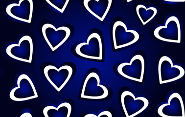 Valentine vector seamless pattern with blue luxury colorful hearts. You can use any color of background