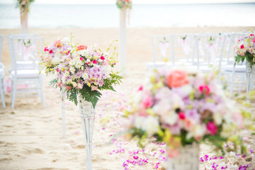 Flowers decoration in wedding ceremony.