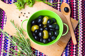 Olives with rosemary and parsley