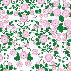 Floral seamless pattern with stylized flowers, can be used  in printing, posters, invitations, web design and other purposes.. Slavic folk style