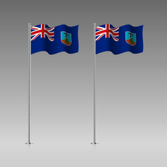 Montserrat flag on the flagpole. Official colors and proportion correctly. High detailed vector illustration. 3d and isometry. EPS10