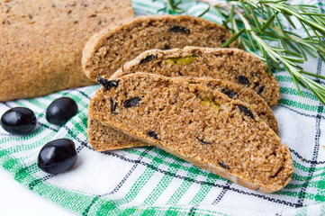 Rye bread with olives slices