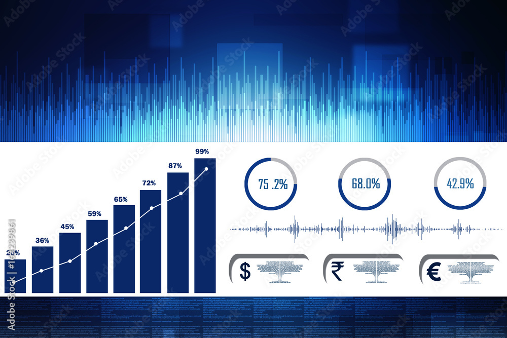 Poster 2d rendering global currencies with business graph