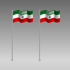 Somaliland flag on the flagpole. Official colors and proportion correctly. High detailed vector illustration. 3d and isometry. EPS10