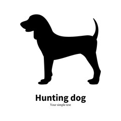 Vector illustration black silhouette hunting dog