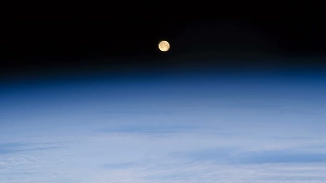 January 9, 2012 : International Space Station view of moonset over the atlantic ocean. Created from Public Domain images, courtesy of NASA Johnson Space Center : http://eol.jsc.nasa.gov.
