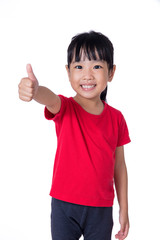 Asian Chinese little girl showing thumbs up