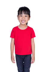 Asian Chinese little girl wearing T-shirt and smiling