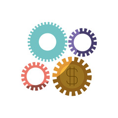 colorful silhouette of gears representing economic development with half shadow vector illustration