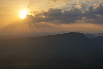 Sunrise in the morning with mountain background