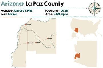 Large and detailed map of La Paz county in Arizona.