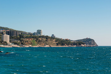Fototapeta na wymiar Yalta, the Republic of Crimea. View of the city from the sea.