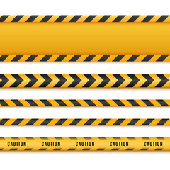 Yellow and black danger tapes. Caution lines isolated. Vector illustration