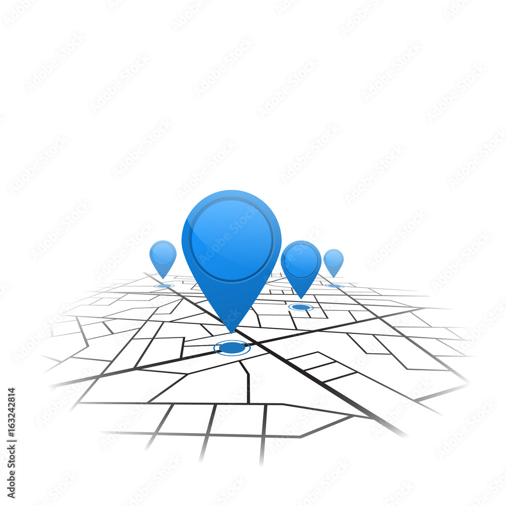 Poster Gps navigation background. Road map isolated on white. Vector
