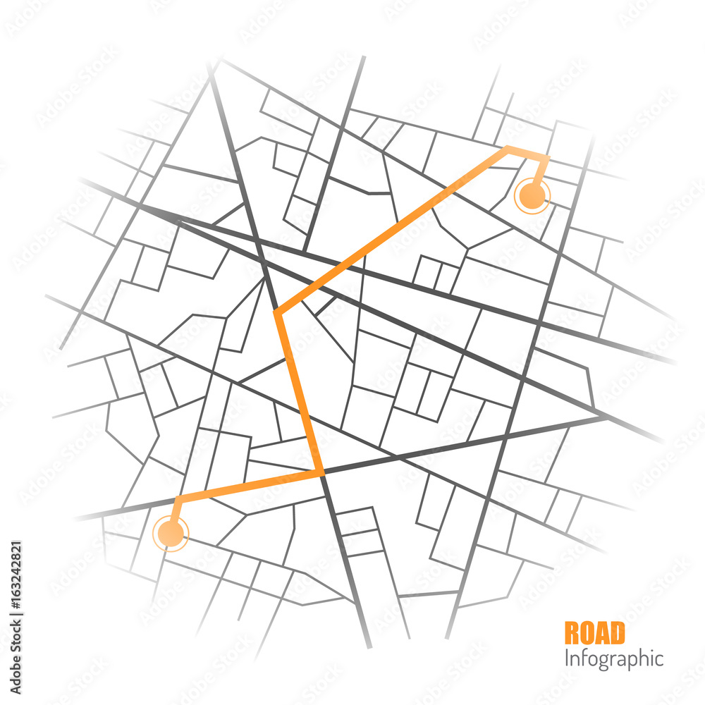 Poster Gps navigation background. Road map isolated on white. Vector