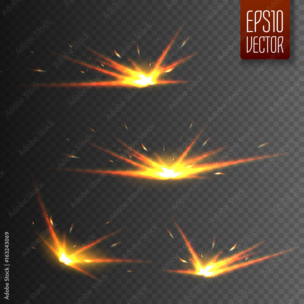 Poster sparks isolated on transparent background. vector light effect