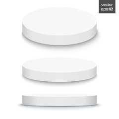 Round stage podium isolated on white background. 3d Pedestal. Vector