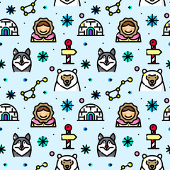 Arctic seamless pattern vector illustration