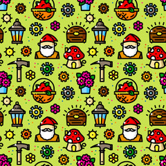 Fototapeta premium Gnomes seamless pattern vector illustration