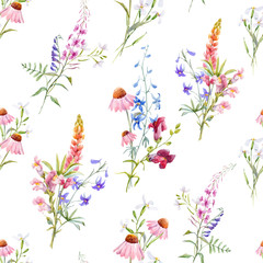 Watercolor floral summer vector pattern