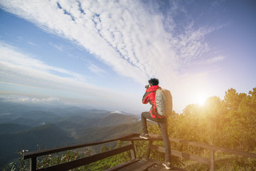 Taking photo when the sunrise