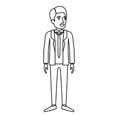monochrome silhouette of man stand with formal suit with tie vector illustration
