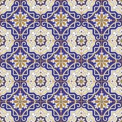 Gorgeous seamless patchwork pattern from colorful Moroccan tiles