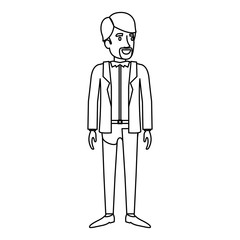 monochrome silhouette of man stand with van dyke beard in casual clothes vector illustration