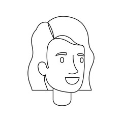 monochrome silhouette of woman face with short hair and wavy vector illustration