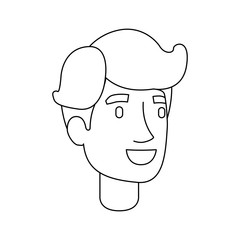 monochrome silhouette of man face with short wavy hair vector illustration