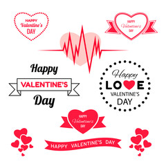 Digital vector red heart texture valentine day or wedding design element, love and passion, poster template for print or ads flat style