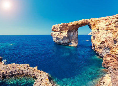 Fototapeta Location place Azure Window, Gozo island, Dwejra. Malta, Europe.