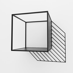 Cubical shelf with wire shade, render illustration