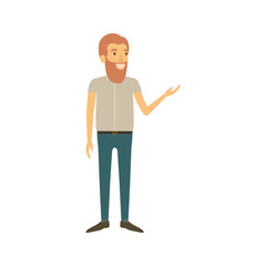 colorful silhouette of man with beard and standing in casual clothes vector illustration