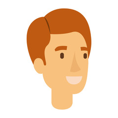 colorful silhouette of man face with reddish hair and smiling vector illustration