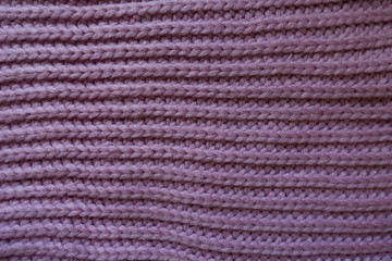 Handmade mauve rib lnit fabric with horizontal wales