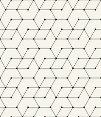 seamless geometric line grid vector hexagon pattern