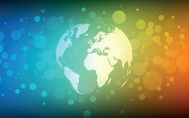 Earth globe abstract bokeh color background