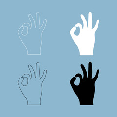 The sign perfectly shows the hand  the black and white color icon .