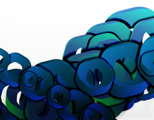 Geometric abstract background, cut chain shapes or hexagons on white