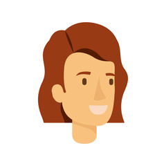 colorful silhouette of woman face with short brown hair and wavy vector illustration