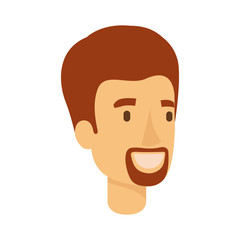 colorful silhouette of man face with short red hair and van dyke beard vector illustration