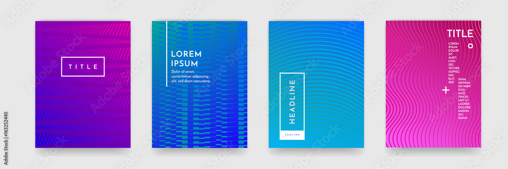 Poster Color gradient abstract geometric pattern texture for book cover template vector set