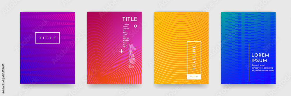 Poster wavy abstract pattern texture book brochure poster cover template vector set