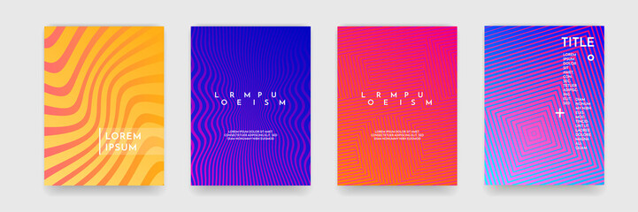 Book cover template wavy abstract pattern texture cover vector set