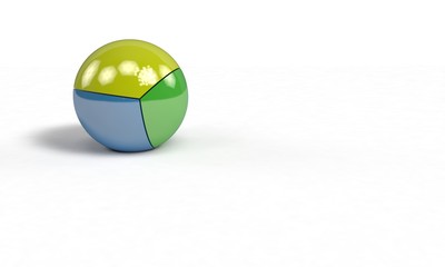 Slice sphere on the white, 3d