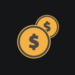 Vector Coins Icon with dollar sign.