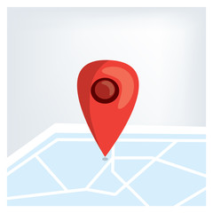 Red GPS marker on the map. Flat  illustration.