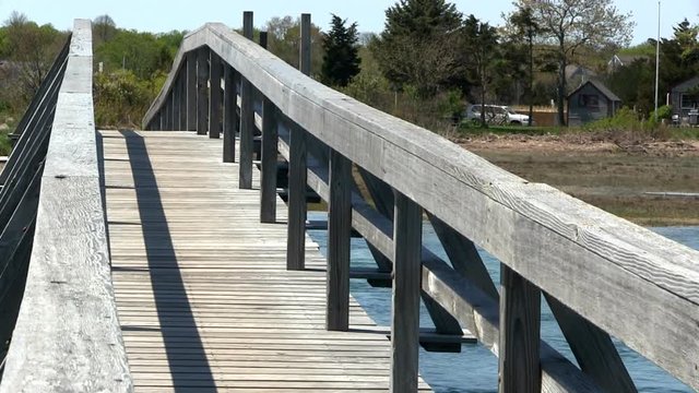 Boardwalk over mill creek at high tide Sandwich Cape Cod