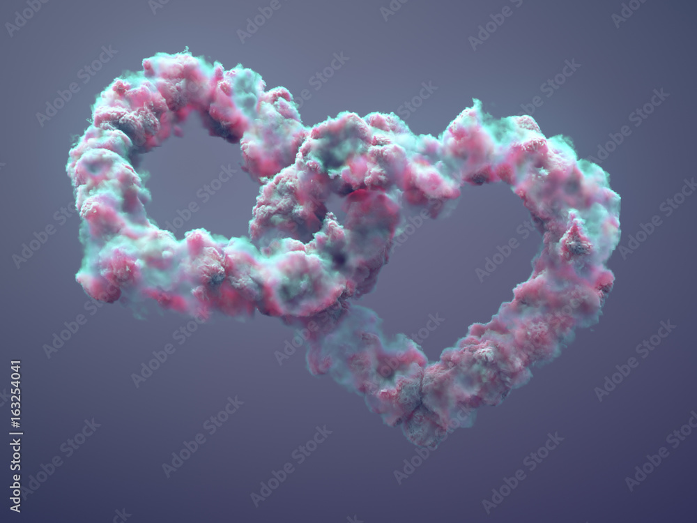 Aufkleber abstract 3d rendering. clouds looks like a two hearts